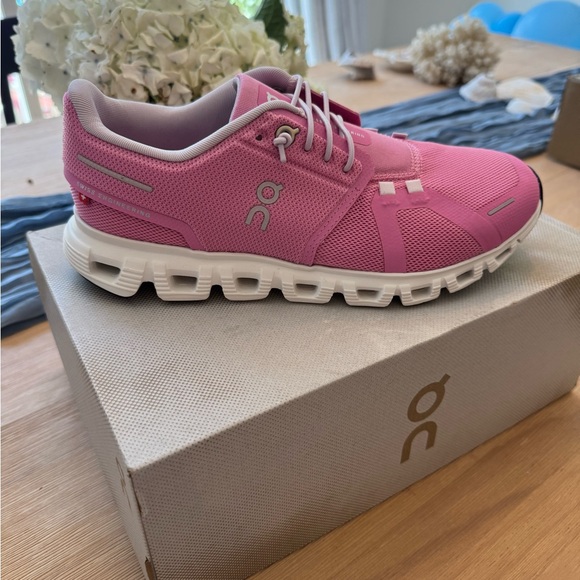 On Women's Pink Athletic Shoes - Picture 1 of 3